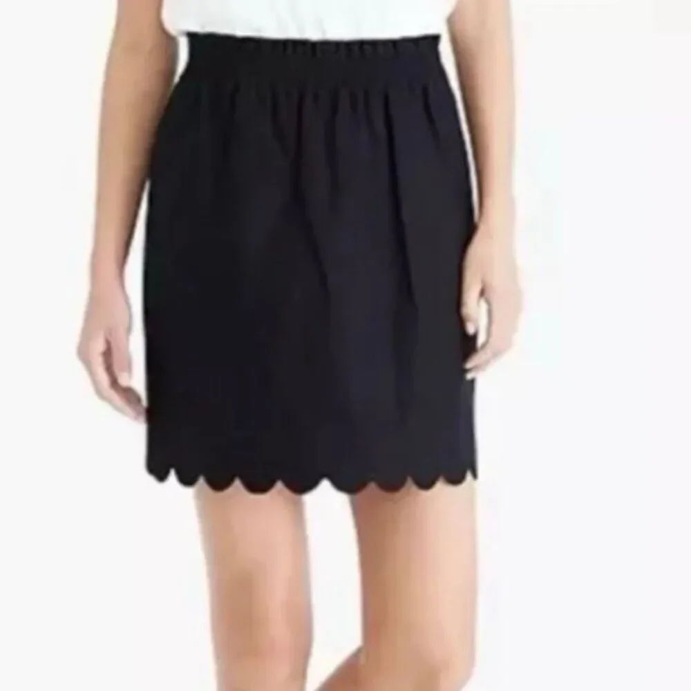 J.Crew black linen blend scallop trim skirt size 10